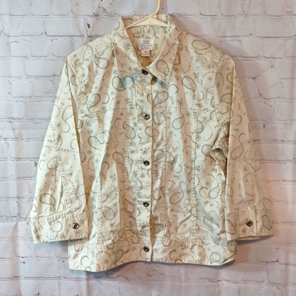 Christopher Banks Womans Stretch Cream Summer Jean's Jacket M New